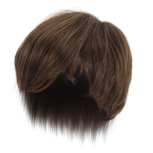 ARTSEWPLY Männer Kurze Synthetische Perücke mit Seitenscheitel Tiefbraune Cosplay Haarteil Atmungsaktiv Wiederverwendbar für Halloween Party und Alltag Natürlich Wirkender Kurzhaarschnitt von ARTSEWPLY