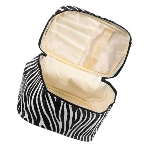 ARTSEWPLY Makeup Bag Organizer Im Zebra-Design Tragbare Kosmetiktasche Für Reisen Und Badezimmer Mit Großem Stauraum Und Vielseitigem Einsatz Als Toilettentasche Oder Aufbewahrungsbeutel von ARTSEWPLY