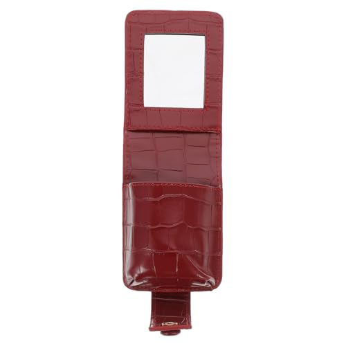 ARTSEWPLY Portable Lippenstiftetui Mit Spiegel Pu Alligator Muster Kosmetiktasche Für Unterwegs Rote Make-up Organizer Für Damen Tragbare Makeup Bag Mit Fächern Und Elegantem Design von ARTSEWPLY