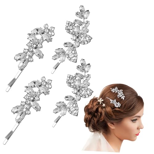 ARTSEWPLY Modische Strass Bobby Hochzeit Braut Haarspangen 4er Set Für Frauen Haar-accessoire von ARTSEWPLY
