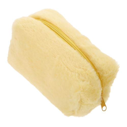 ARTSEWPLY Multifunktionale Kosmetiktasche Gelb mit Weichem Plüsch Kompakt und Leicht als Reise Kulturbeutel und Handliche Make Up Tasche für Mädchen und Damen von ARTSEWPLY