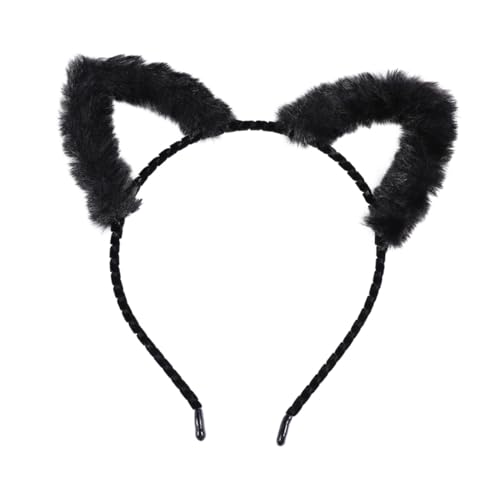 ARTSEWPLY Niedliches Schwarzes Haarband mit Plüsch Katzenohren Einzigartiges Design Robustes Material Geeignet für Party Festival und Cosplay Modisches Accessoire für Mädchen und Damen von ARTSEWPLY