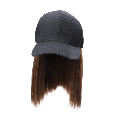 ARTSEWPLY One piece Damen Perückenhut Kurz Gerade Haarverlängerung Mütze Hochtemperaturfaser Modisch Vielseitig Für Alltag Arbeit Party Reise von ARTSEWPLY