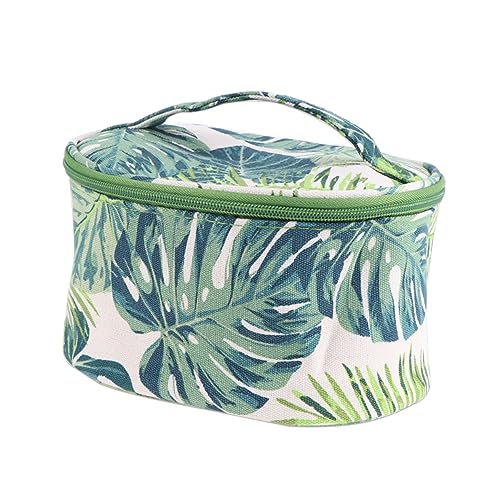 ARTSEWPLY Ovaler Kosmetikbeutel aus Canvas mit Monstera Druck Multifunktionale Reisetasche für Toilettenartikel und Make Up Tragbare Kosmetiktasche für Damen und Herren für Reise von ARTSEWPLY