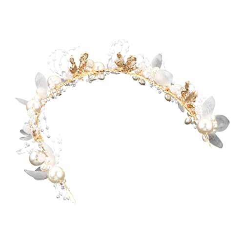 ARTSEWPLY Perlen Haarband für Bräute und Damen Goldene Blumen für Hochzeiten Partys und Besondere Anlässe Zartes Haarschmuck Accessoire für Prinzessinnen von ARTSEWPLY