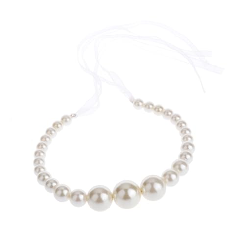 ARTSEWPLY Perlen Haarschmuck Weißer Bridal Haarreifen mit Feinem Perlenbesatz und Zartem Garnband Wiederverwendbar Angenehm zu Tragen Geeignet für Hochzeit Geburtstag Festlichkeiten Damen von ARTSEWPLY