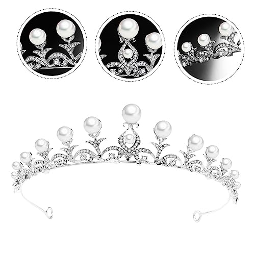 ARTSEWPLY Perlenkrone Tiara Braut Haarschmuck Silber Glänzende Strass Hochzeit Kopfschmuck Elegant Festlicher Brautaccessoire Für Hochzeit Party Geburtstag von ARTSEWPLY