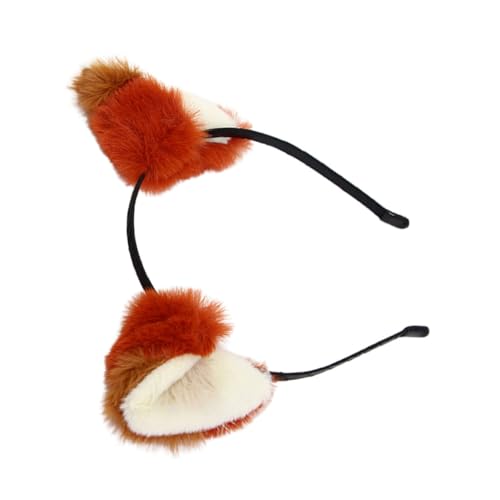 ARTSEWPLY Plüsch Fuchsohren Stirnband Weiches Cartoon Tier Haarreif für Damen Abnehmbare Ohren Waschbar Bequemes Cosplay Haarband für Halloween Party Karneval Kostüm Rot Braun von ARTSEWPLY