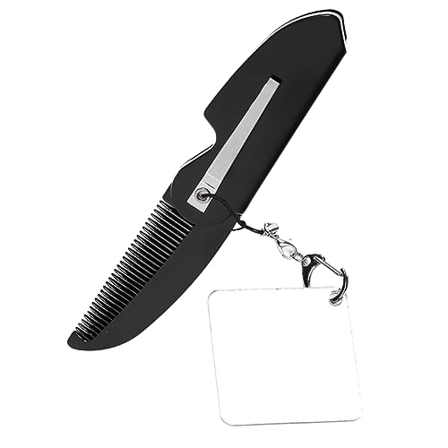 ARTSEWPLY Faltbarer Kamm Schlüsselanhänger für Männer Tragbarer Taschenkamm mit Spiegel Kompakter Reisekamm Feinzahn Bartkamm Klappkamm für Unterwegs von ARTSEWPLY
