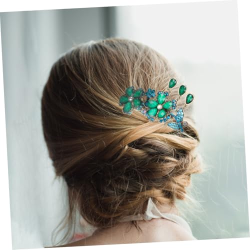 ARTSEWPLY Retro Haarkamm mit Strasssteinen Blauer Fünfzähniger Haarsteckkamm Vintage Blumen haaraccessoire für Damen Eleganter Haarschmuck für Hochzeit Party und Festliche Anlässe von ARTSEWPLY