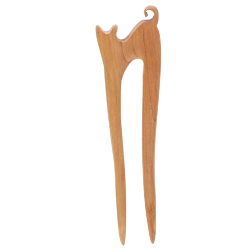 ARTSEWPLY Retro Stil Holz Haarstab Katzenform Leichte Haargabel für Damen Festhaltende Haarnadel Geeignet für Partys Vielseitiger Haarschmuck Dekoratives Styling Tool für Frauen von ARTSEWPLY