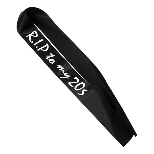 ARTSEWPLY Rip To My Youth Geburtstagsschärpe Schwarze Satin Schärpe mit Silberner Prägung Weiche Komfortable Partydeko für Geburtstag Junggesellinnenabschied und Fest für Geburtstagskind von ARTSEWPLY