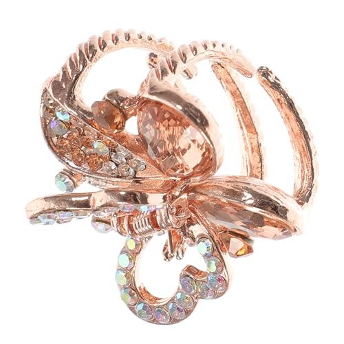 ARTSEWPLY Schmetterling Haarklammer mit Strass Mittlere Metallischer Haarclip für Damen Eleganter Schmuck für Partys Hochzeiten und Alltag Funkelnde Haarkralle in Champagnerfarben von ARTSEWPLY