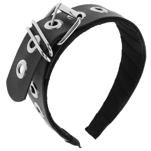 ARTSEWPLY Schwarzes PU Leder Stirnband mit Metallbeschlägen Punk Inspirierter Kopfschmuck für Mädchen Subkulturelles Robustes Haarband mit Eleganter Schnalle Stabil und Komfortabel von ARTSEWPLY