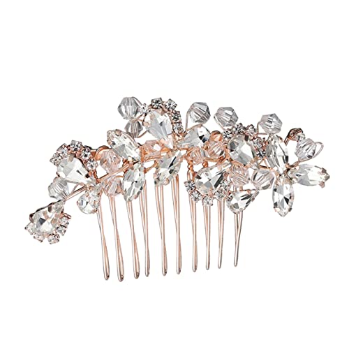 ARTSEWPLY Shiny Kristall Haarkamm Brautschmuck aus Legierung Eleganter Hochzeit Haarschmuck für Damen Glänzendes Braut Kopfschmuck Accessoire Vintage Stil Roségoldfarben Robust und Stilvoll von ARTSEWPLY