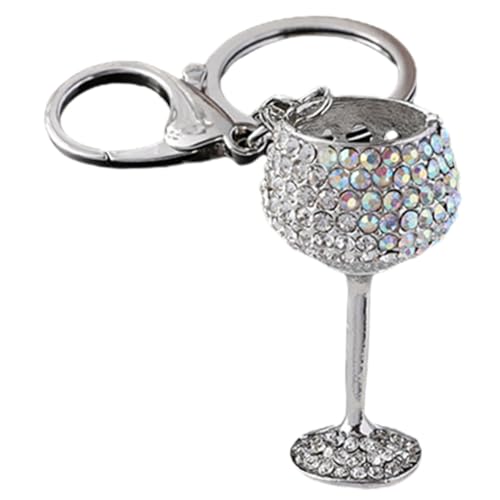 ARTSEWPLY Silberner Weinglas Schlüsselanhänger mit Strasssteinen Kompakt und Leicht Dekoratives Taschen und Autoschlüsselanhänger Langlebig Poliert Stilvolles für Freunde und Geburtstage von ARTSEWPLY