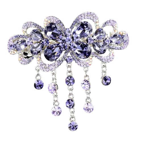 ARTSEWPLY Strass Haarklammer mit Federmechanismus Rutschfester Haarclip für Damen und Mädchen Eleganter Violetter Haarschmuck Sicherer für Dünnes und Dickes Haar Modisches Accessoire für von ARTSEWPLY