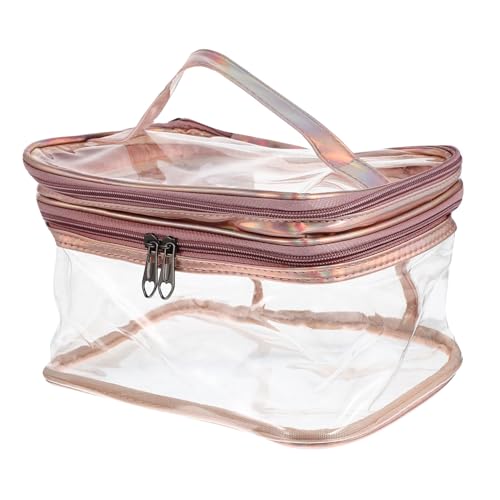 ARTSEWPLY Transparente Doppelschichtige Kosmetiktasche mit Großer Kapazität Leichtes Wasserdichtes Reise Make Up Organizer für Damen Tragbare Aufbewahrungstasche für Outdoor und Alltag von ARTSEWPLY