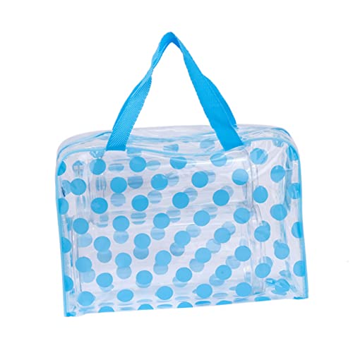 ARTSEWPLY Transparente PVC Kosmetiktasche mit Stippled Design Multifunktionale Reise Kulturbeutel für Damen und Mädchen Leichter Großer Toilettenbeutel Himmelblau Praktische von ARTSEWPLY
