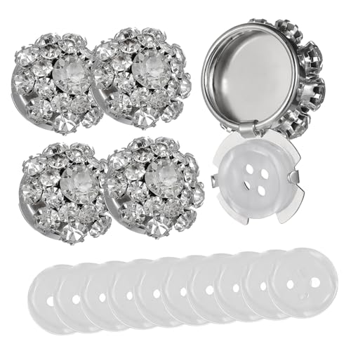 ARTSEWPLY Tuxedo Hemdknöpfe und Manschettenknöpfe mit Funkelnden Strassblumen Elegantes Teiliges Set aus Silberfarbenem Metall für Hochzeiten Festliche Anlässe und Formelle Outfits von ARTSEWPLY