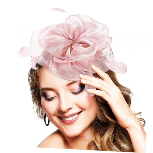 ARTSEWPLY Vintage Tea Party Fascinator Haarband Damen Blumen Design Elegant Rosa Bankett Hochzeit Fest Accessoire für Teeparty Brautjungfern von ARTSEWPLY