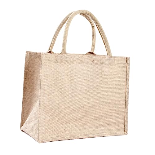 ARTSEWPLY Wasserdichte Jutetasche Handliche Tragetasche aus Beschichtetem Leinen Vielseitiger Einkaufsshopper für Alltag Picknick Camping Leicht und Platzsparend Wiederverwendbar und Robust von ARTSEWPLY