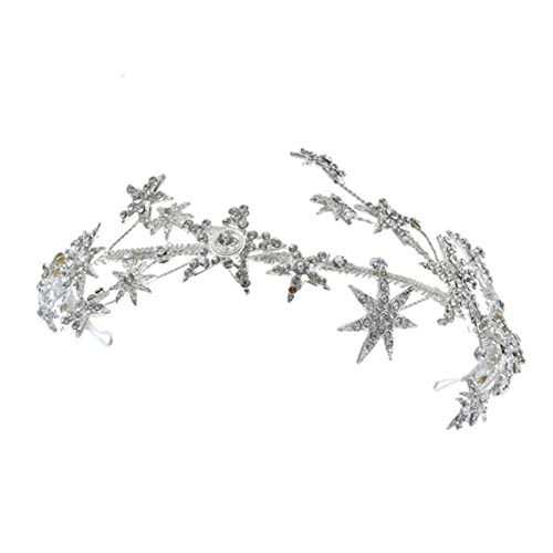 ARTSEWPLY Wasserdichte Strassstern Hochzeit Krone Damen Braut Tiara für Party Geburtstagsfeier Verstellbar Silber Glänzend von ARTSEWPLY