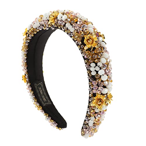 ARTSEWPLY Weiches Handgefertigtes Haarband mit Perlenbesatz Gepolstert mit Samtigem Stoff Braun Charmantes Accessoire für Damen Geeignet für Partys Kostüme und Festliche Anlässe von ARTSEWPLY