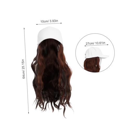 ARTSEWPLY Weißer Baseballcap mit Natürlichem Look Lange Gewellte Locken Synthetische Damenperücke Stilvolle Mütze mit Haar Leichte Outdoor-kappe für Frauen mit Haarausfall von ARTSEWPLY