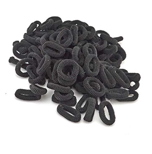 100 Stück Kind Buntes Elastisches Haarband Mädchen Kind Seil Ring Scrunchy Stirnband Gummi Pferdeschwanz Halter Krawatte Gummi Zubehör,schwarz (Color : Nero) von ARTSIM