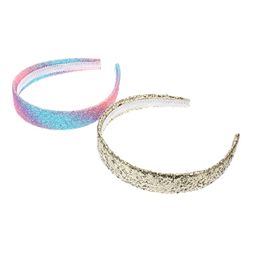 2 Stück Pailletten-Stirnband for Frauen, Glitzer-Stirnbänder, rutschfeste, modische Haarbänder for Frauen, Mädchen, Sport, Tanzparty (Color : As Shown) von ARTSIM