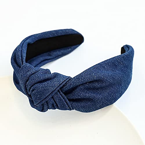 Denim Tie Knoten Haarband Kreuz Stirnband for Frauen Mädchen Haarschmuck Buntes Geschenk (Color : Dark Blue 2) von ARTSIM