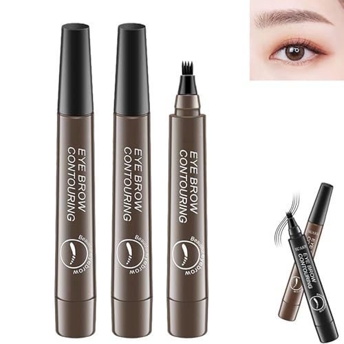 Glowly Secret Augenbrauenstift, Glowly Secret wasserdichter natürlicher Augenbrauenstift, 3D wasserdichter Microblading-Augenbrauenstift, 4-Gabelspitzen-Tätowierungsstift (Graubraun) von ARTSIM