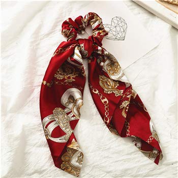 Mode Blumendruck Scrunchie Seide elastisches Haarband for Frauen Schal Bögen Gummiseile Mädchen Krawatten Zubehör,53 (Color : 14) von ARTSIM