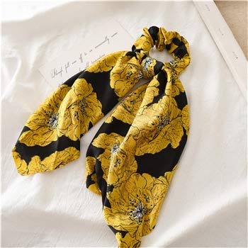 Mode Blumendruck Scrunchie Seide elastisches Haarband for Frauen Schal Bögen Gummiseile Mädchen Krawatten Zubehör,53 (Color : 50) von ARTSIM