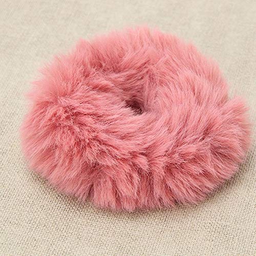 Mode Mädchen Elastisches Faux Kaninchenfell Scrunchie Haar Seil Pferdeschwanz Halter Plüsch Ring Zubehör,RD (Color : LP) von ARTSIM