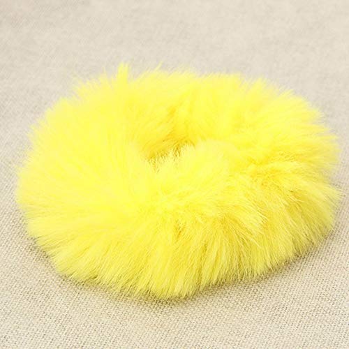 Mode Mädchen Elastisches Faux Kaninchenfell Scrunchie Haar Seil Pferdeschwanz Halter Plüsch Ring Zubehör,RD (Color : YW) von ARTSIM