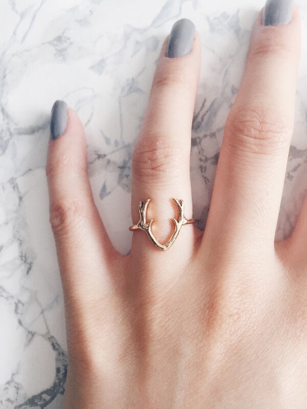 Hirsch Geweih Ring Statement Gold Blogger Minimalistisch Urban Boho Bohemian Voo von ARTSYBERLIN