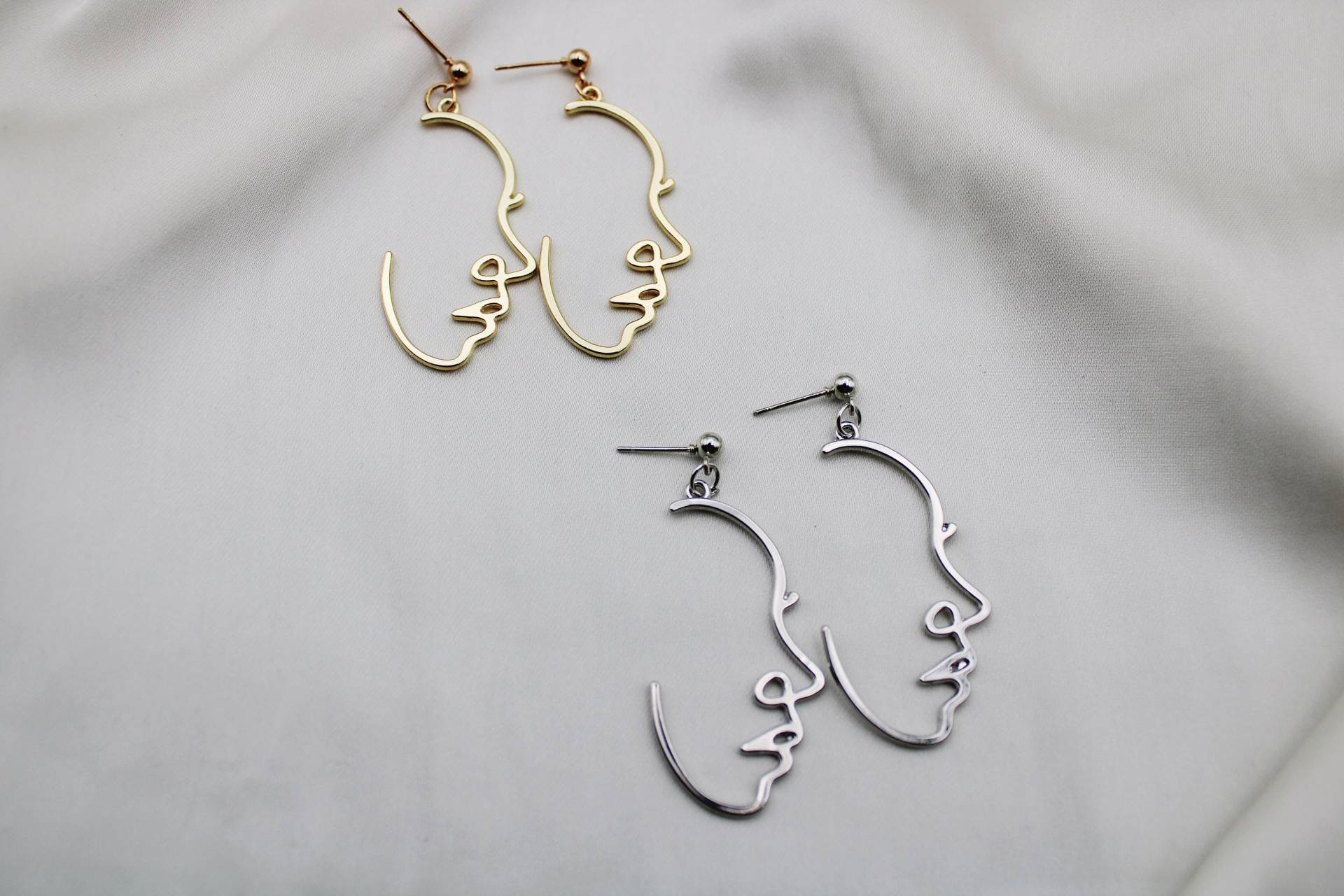 Minimale Portrait Ohrringe| Abstrakter Stil | Silhouette Ohrringe Picasso-Stil Minimalistisch Gesichtsohrringe Artsy von ARTSYBERLIN