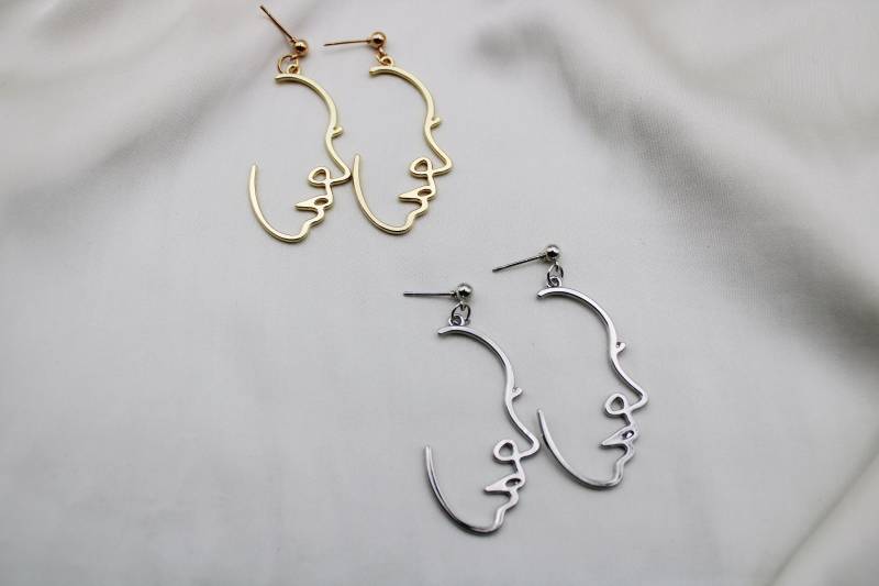 Minimale Portrait Ohrringe| Abstrakter Stil | Silhouette Ohrringe Picasso-Stil Minimalistisch Gesichtsohrringe Artsy von ARTSYBERLIN
