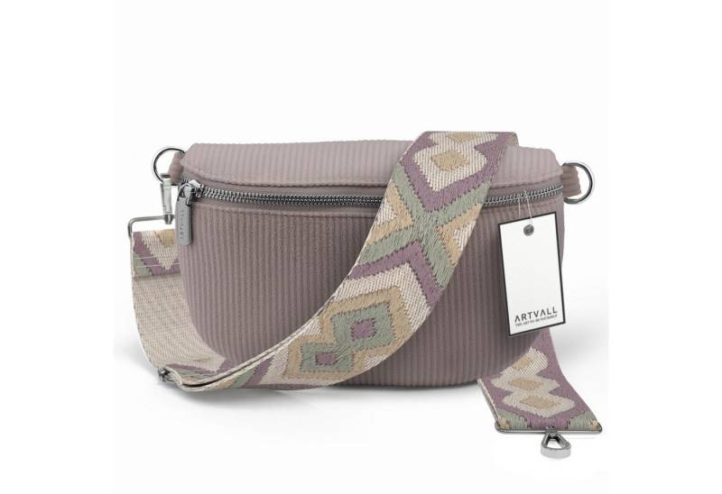 ARTVALL Umhängetasche Cord Handtasche Brusttasche Crossbody Bag Rosé, Bauchtasche Cord weich mit Schultergurt abnehmbar Hüfttasche Klein von ARTVALL