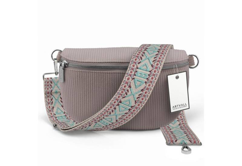 ARTVALL Umhängetasche Cord Handtasche Brusttasche Crossbody Bag Rosé, Bauchtasche Cord weich mit Schultergurt abnehmbar Hüfttasche Klein von ARTVALL