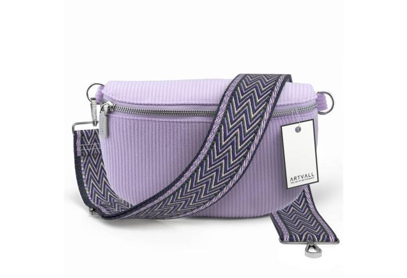 ARTVALL Umhängetasche Cord Handtasche Brusttasche Schultertasche Lila, Cord Bauchtasche Cordtasche Stoff weich abnehmbarer Taschengurt Klein von ARTVALL