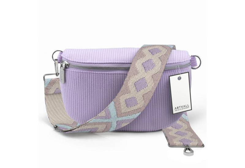 ARTVALL Umhängetasche Cord Handtasche Brusttasche Schultertasche Lila (Tasche inkl. Taschenband), Cord Bauchtasche Cordtasche Stoff weich abnehmbarer Taschengurt Klein von ARTVALL