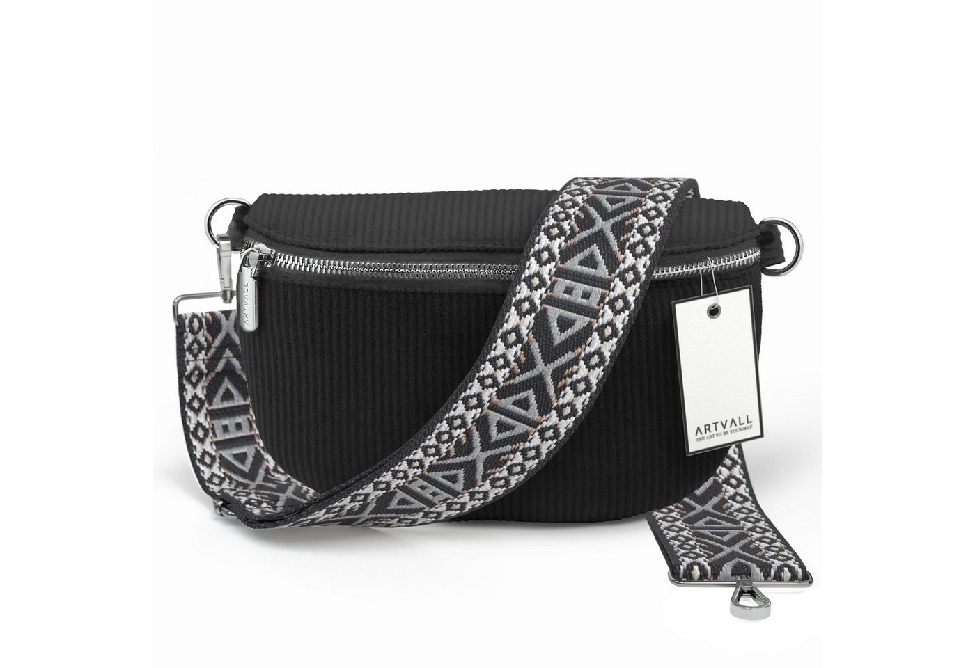 ARTVALL Umhängetasche Cord Handtasche Brusttasche Schultertasche Schwarz, Bauchtasche Cord weich mit Schultergurt abnehmbar Hüfttasche Klein ARTVALL Umhängetasche Cord Handtasche Brusttasche Schultertasche Schwarz, Bauchtasche Cord weich mit Schultergurt abnehmbar Hüfttasche Klein von ARTVALL