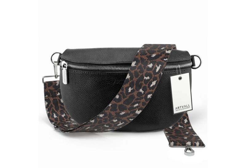 ARTVALL Umhängetasche Echtleder Handtasche Damen Brusttasche Schwarz (Tasche inkl. Taschenband), Bauchtasche Leder verstellbar mit Schultergurt Design breit hochwertig von ARTVALL