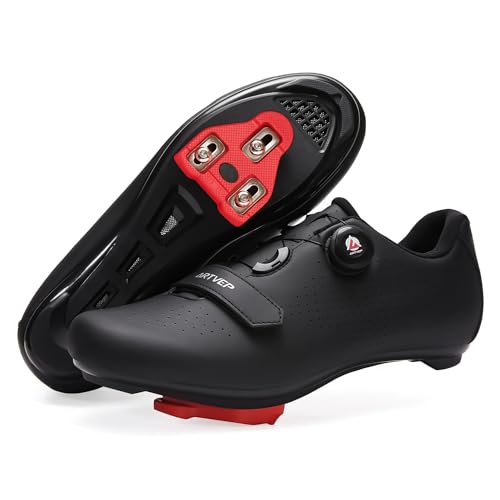 ARTVEP Fahrradschuhe Herren Damen Rennradschuhe MTB Radschuhe Kompatibel mit Look SPD SPD-SL Delta Lock Pedal Reitschuhe Peloton Schuhen Alles Schwarz EU42 / 260 von ARTVEP