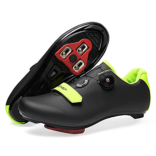 ARTVEP Fahrradschuhe Herren Damen Rennradschuhe MTB Radschuhe Kompatibel mit Look SPD SPD-SL Delta Lock Pedal Reitschuhe Peloton Schuhen Grün Schwarz EU42 / 260 von ARTVEP