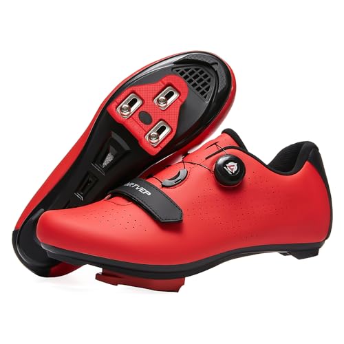 ARTVEP Fahrradschuhe Herren Damen Rennradschuhe MTB Radschuhe Kompatibel mit Look SPD SPD-SL Delta Lock Pedal Reitschuhe Peloton Schuhen Rot EU36 / 230 von ARTVEP