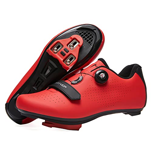 ARTVEP Fahrradschuhe Herren Damen Rennradschuhe MTB Radschuhe Kompatibel mit Look SPD SPD-SL Delta Lock Pedal Reitschuhe Peloton Schuhen Rot EU40 / 250 von ARTVEP